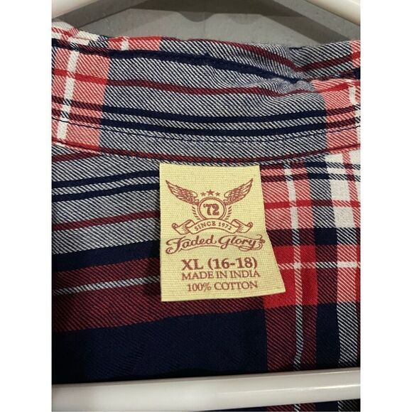 Faded Glory Plaid Button Up Long Sleeve Shirt Size XL - Picture 3 of 5